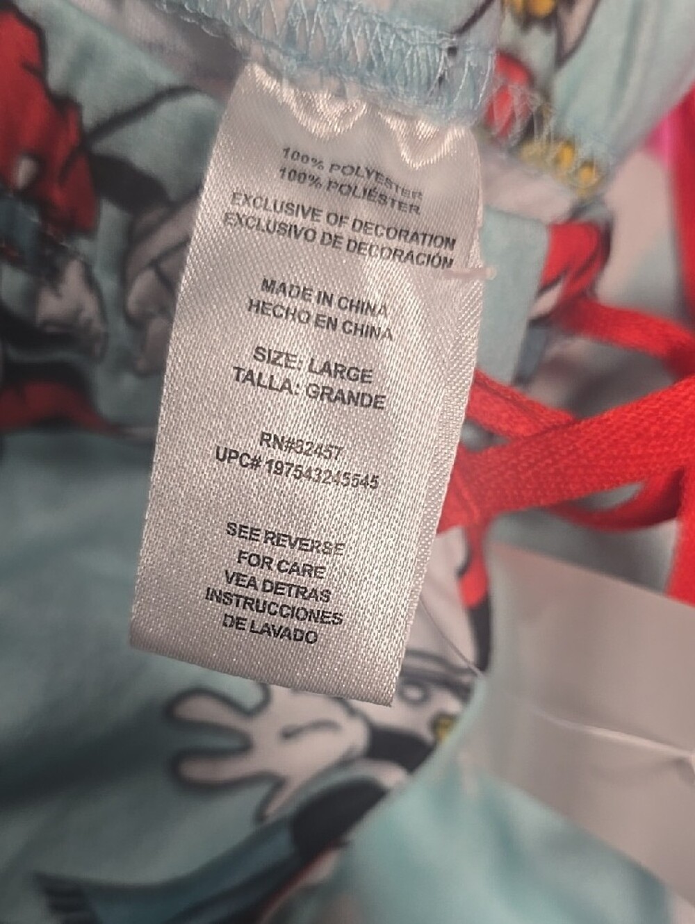 NWT Disney Light Blue Holiday Character Pajama Pants with Red Drawstring - Picture 4 of 6
